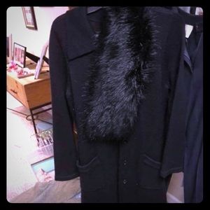 INC long black sweater with fur